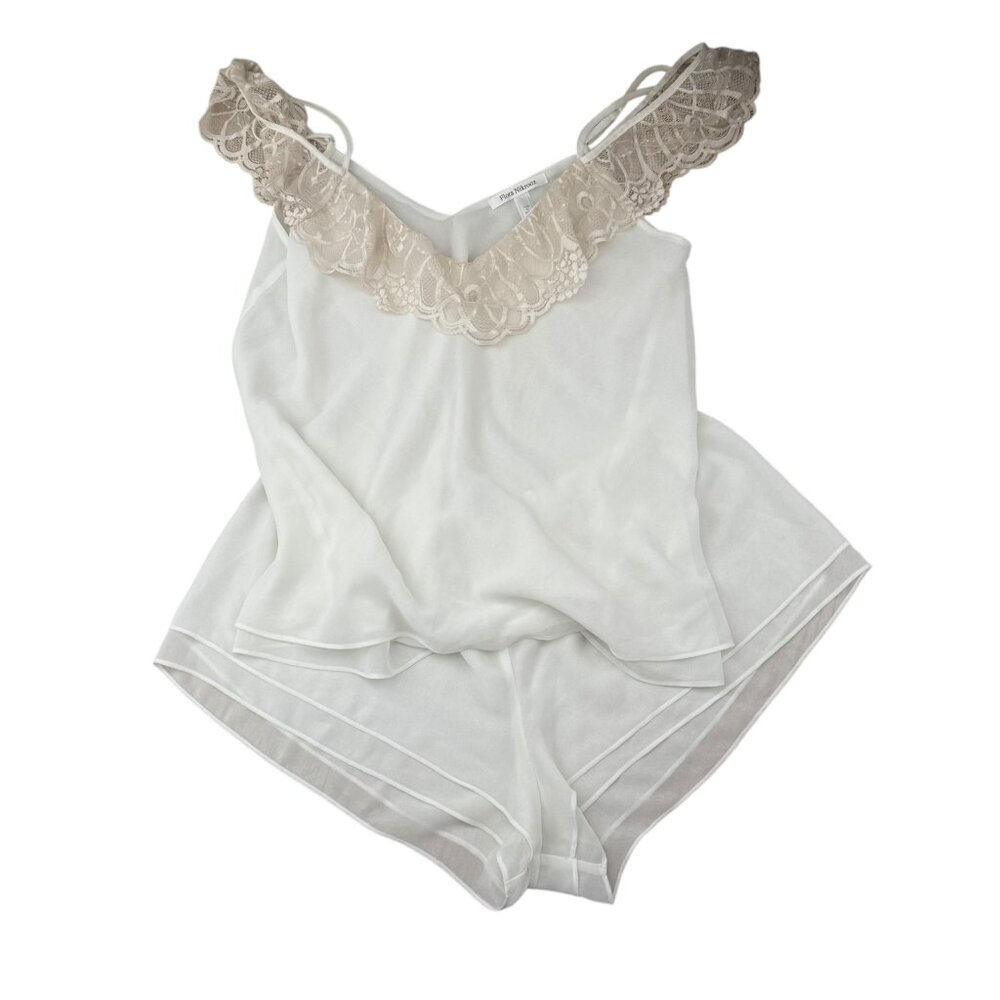 Flora Nikrooz pyjama set two piece camisole shorts white set M lace - Picture 1 of 8